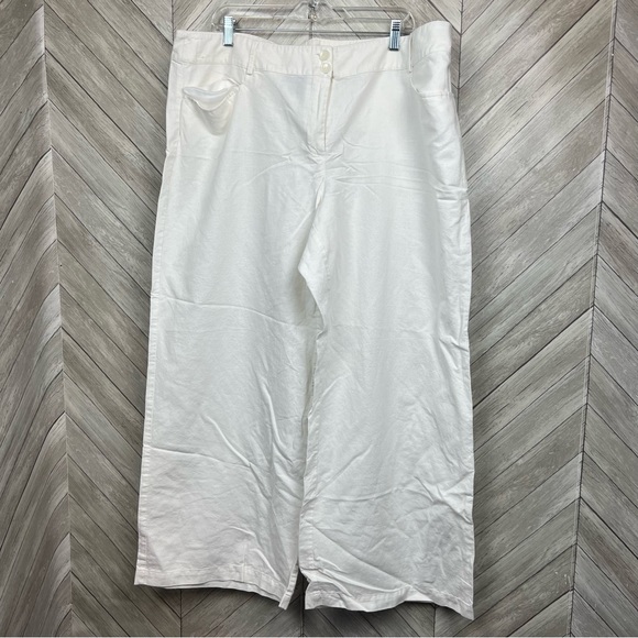 Lane Bryant White Wide Leg Linen Blend Pants Sz 22 - Picture 2 of 7